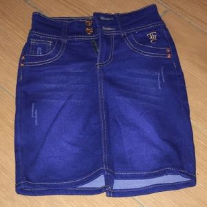 Blue denim skirt